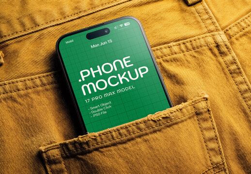 Smartphone Screen Mockup In Hand Pocket And Lifestyle Scene