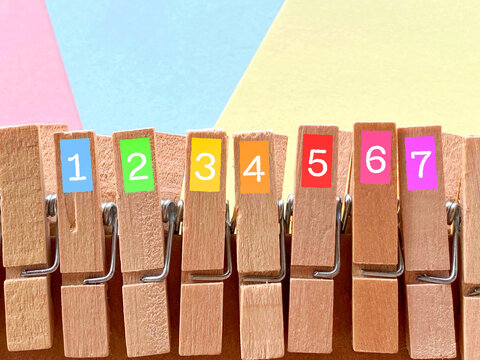 Numbered Sequence One to Seven Concept