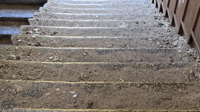A close-up view of a set of stairs, perfect for use in architecture, design, or real estate contexts