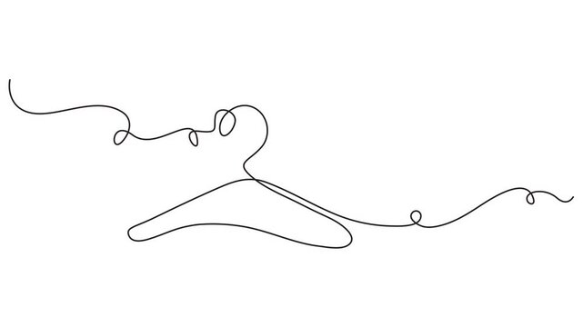Abstract Clothes Hanger, Self drawing animation one continuous line draw, logo, Animated self drawing of Continuous line drawing of a clothes hanger, coat hanger video. Full length one line animation.