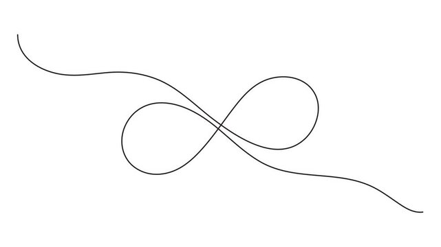 Minimalist continuous single line art loop animation of the infinity symbol representing eternity and endless motion.