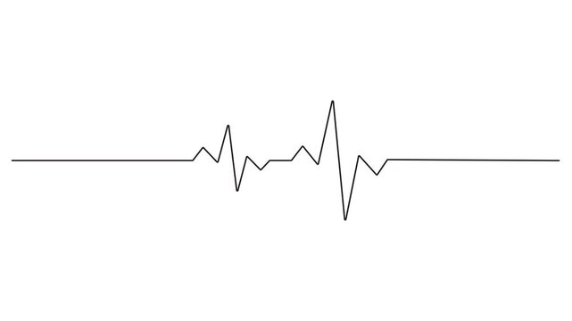Self drawing line art animation of a medical heartbeat pulse wave graph concept for healthcare and cardiology monitor.