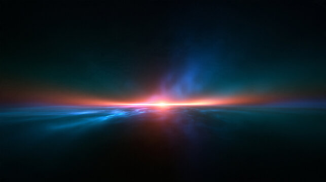 Futuristic Abstract Space Horizon with Glowing Light Effect