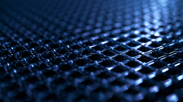 Futuristic Blue Metallic Grid Abstract Technology Background