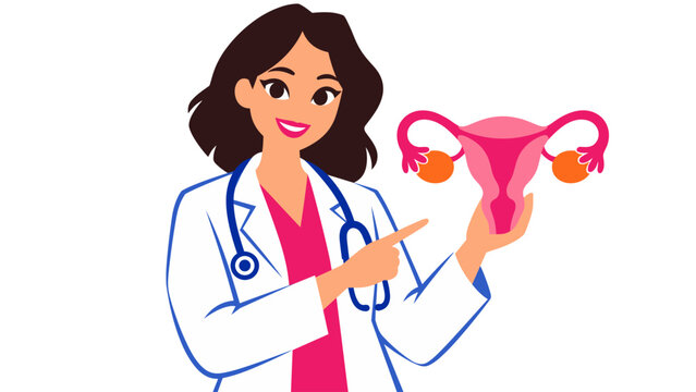 Female doctor explaining the uterus and reproductive system