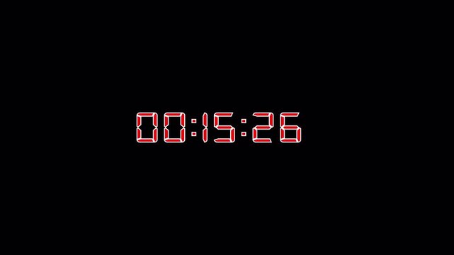3 Minute Time Counter Animation, Three Minute 180 Second Countdown Timer with Minutes, Seconds and Milliseconds, Running Time Display on Transparent Background, 4K Alpha Channel