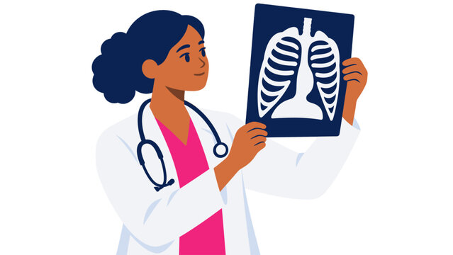 Doctor examining a chest X-ray