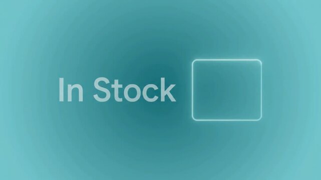In Stock text animation on a smooth blue gradient background for