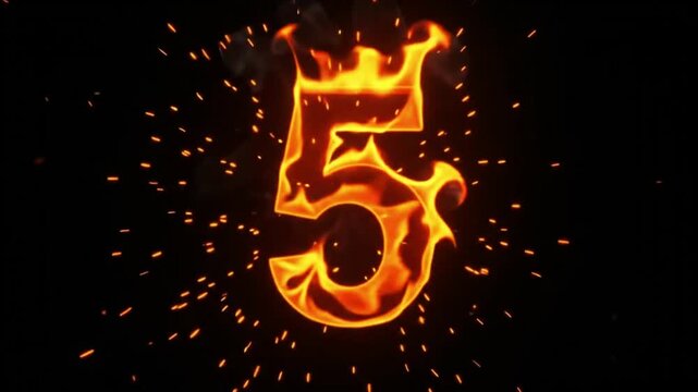 Burning Fire Numbers Countdown from 10 to 0 Motion Graphics Video
