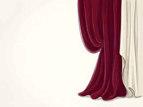 Red velvet curtain background, elegant theater drape, copy space