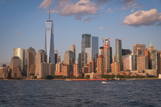 Towers of Lower Manhattan in the warm light of the end of the day, New York City, United States