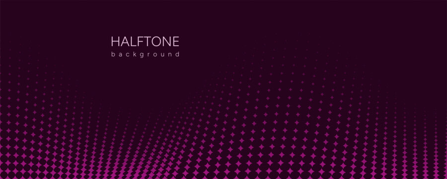 Dark background with a dynamic halftone star-dot transition