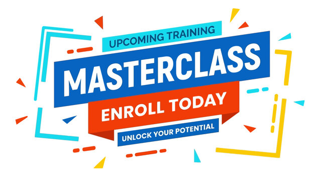 Modern professional training masterclass vector banner design template for business education workshops and digital skill development courses