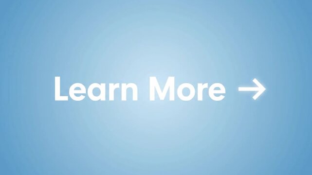 Learn More text animation with arrow icon on a smooth blue gradient