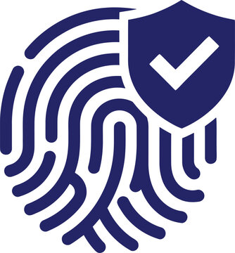 Fingerprint with Security Shield Checkmark Icon Vector