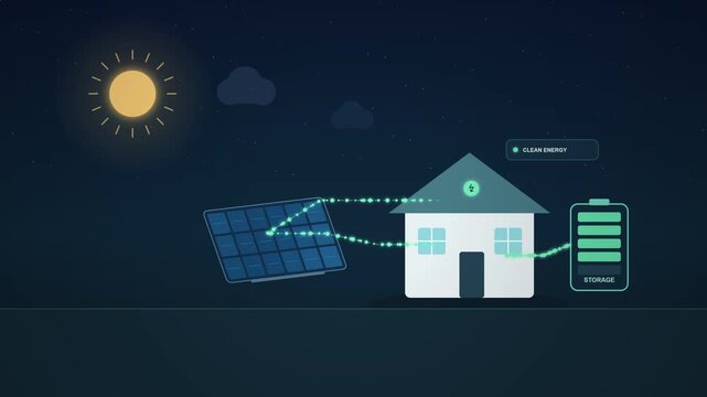 Clean energy solar power home storage vector illustration