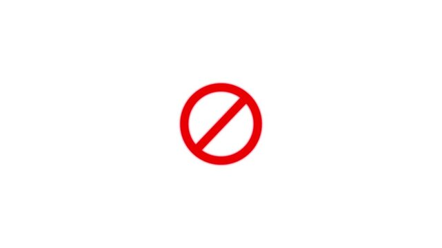 Ban and block icon animation for restriction and prohibited access concept on a white background.