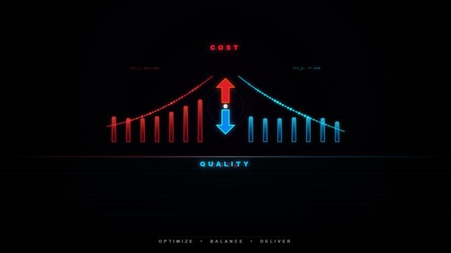 Cost vs optimization infographic motion business data analysis concept balance