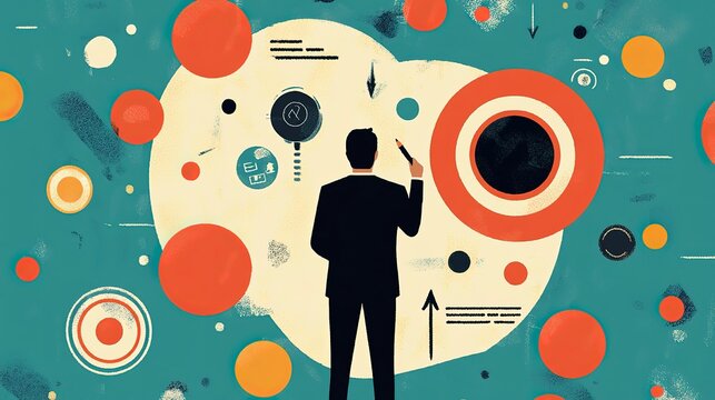 A creative individual stands in a vibrant workspace, actively