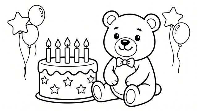 bear with birthday cake
