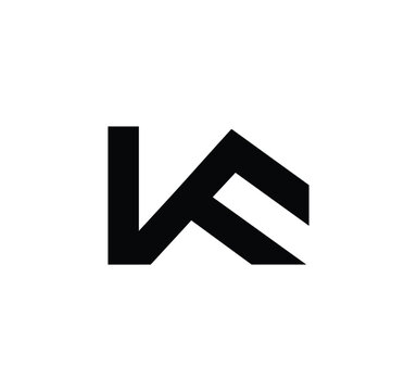 Abstract KF Letter Logo, Black Color Design