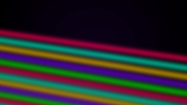 Neon rainbow lines glowing across a black background