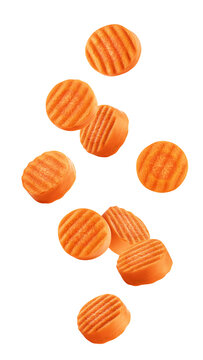 Falling Carrot slice isolated, full depth of field