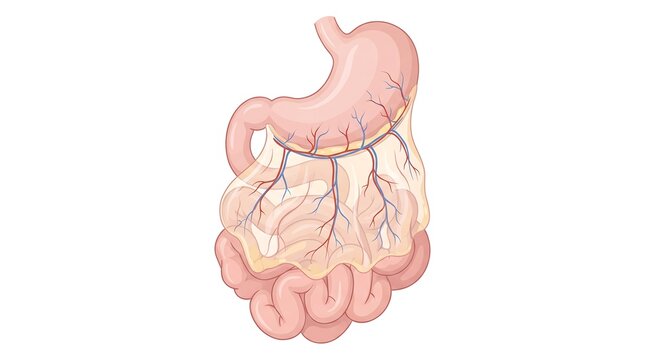 Greater Omentum and Peritoneal Tissue Medical Illustration