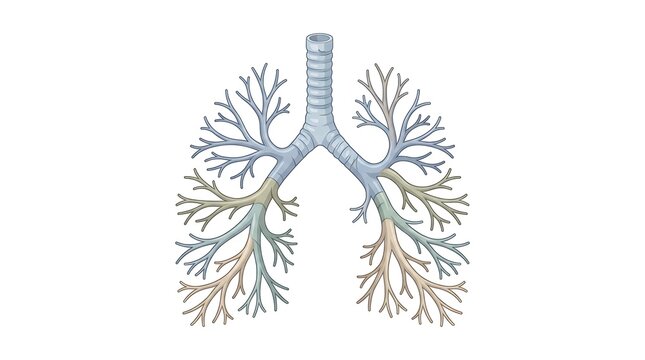 Human Bronchial Tree and Airways Medical Illustration