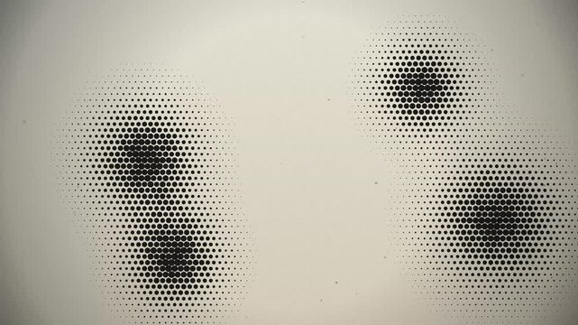 Abstract Halftone Dots Forming Organic Shapes and Motion Effect on Light Background