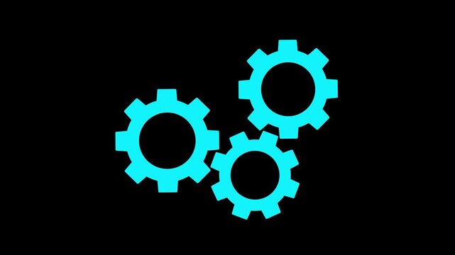 Cogwheel gear spinning around animation. cog wheel icon turning animated background. Motion graphics of teamwork concept. Animation of 4k video.