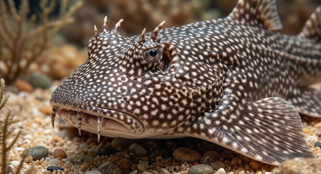 Spiny Dogfish (Squalus acanthias) Resting on the Sandy Seabed Underwater