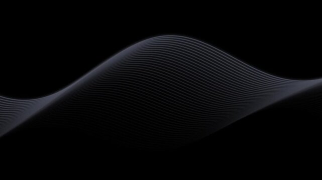 Abstract dark wave motion background, smooth flowing lines animation, minimalist tech for presentations and digital media