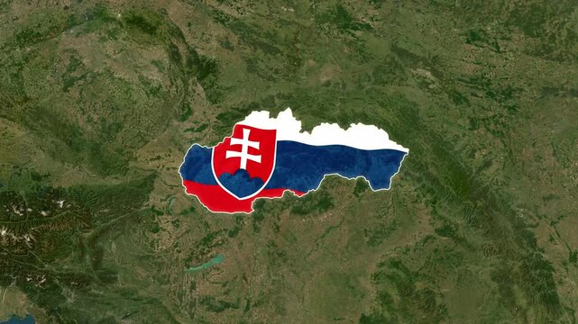 Slovakia map animation featuring national flag colors in motion video footage
