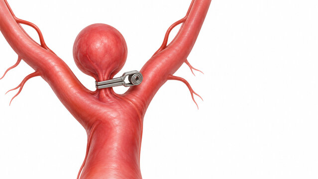 Surgical Clip on a Bifurcation Aneurysm