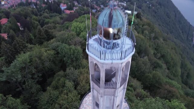 aerial view Volta monument Como sunset dramatic sky architectural landmark illuminated structure tourist destination Lombardy Italy 5