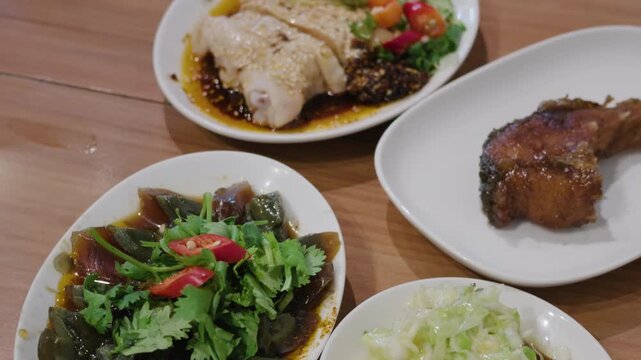 Taiwanese cold side dishes with century eggs and spicy chicken