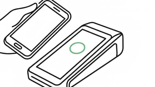 Contactless Payment Transaction Animation with Smartphone and Pos Machine