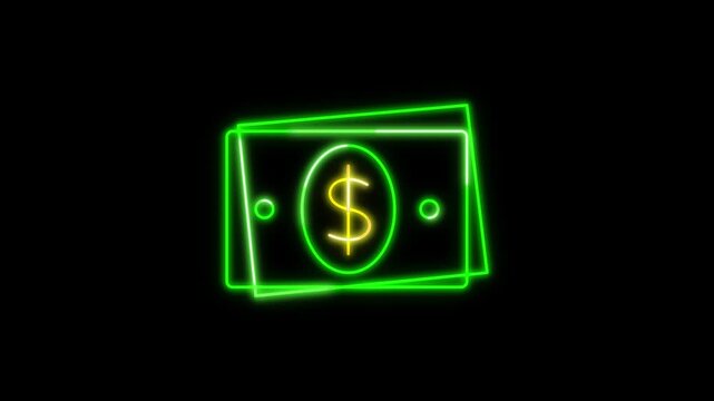 Neon Mone Icon Animation on Black Background