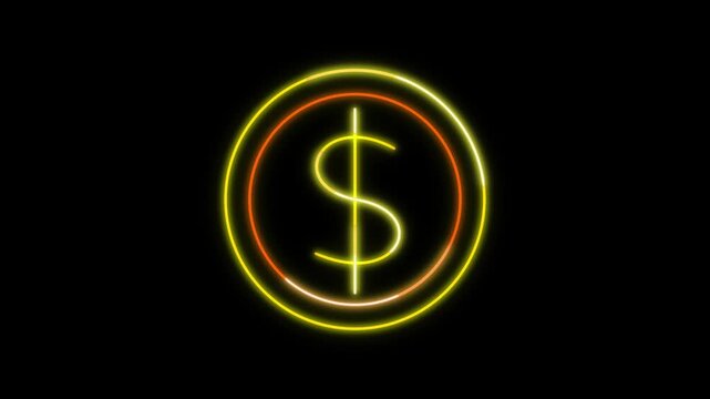 Neon Coi Icon Animation on Black Background