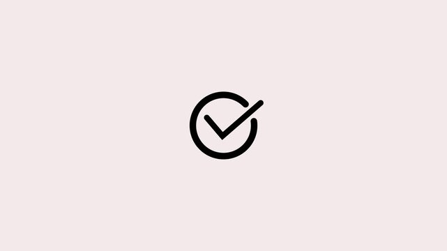 Black check circle icon on a light background, representing approval, verification, completion, selection, successful actions and status updates.
