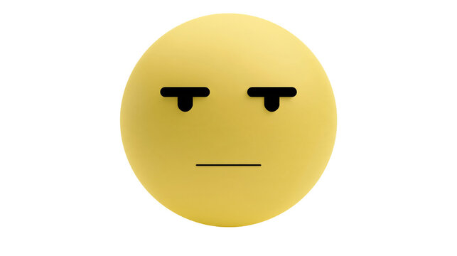 Isolated unamused yellow emoji showing disappointment, a serious and bored expression