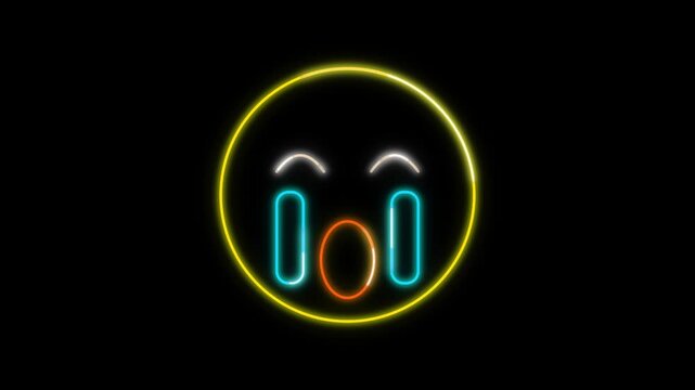 Neon Cr Icon Animation on Black Background