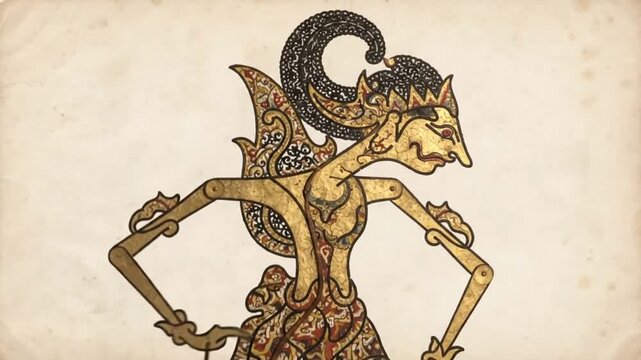 Traditional Wayang Kulit Shadow Puppet Performance Animation
