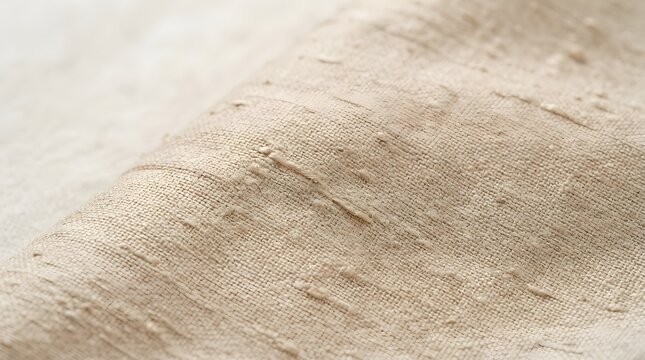 Elegant raw beige silk fabric texture background with natural slub threads