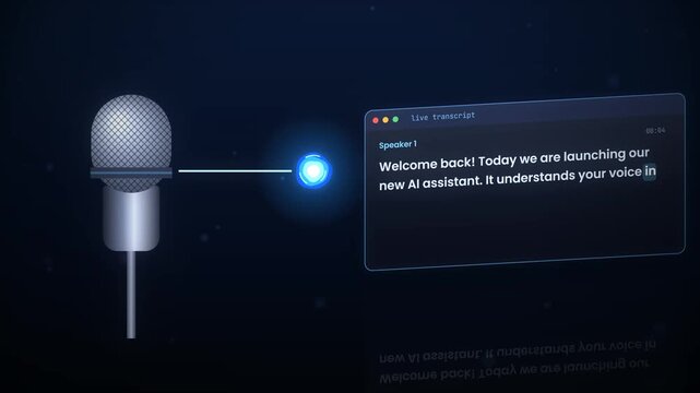 AI assistant live transcription technology converting speech to text in real time for meetings