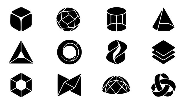 Modern Abstract Form Volume and Geometric Logo Symbols Vector Set