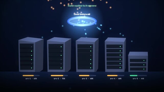 Server load balancing and auto scaling in a data center with a dynamic distribution of traffic