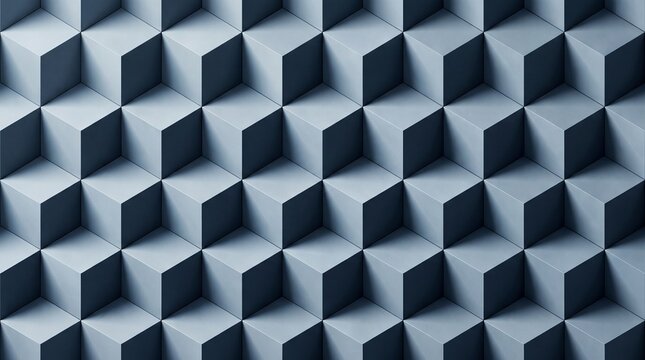 Blue grey cubic tile texture creates a repeating geometric pattern