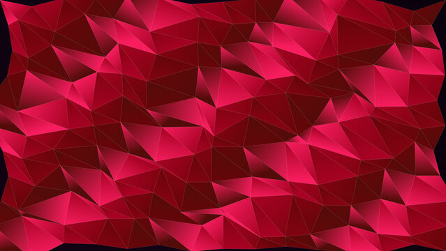 Red low poly geometric background, magenta crystalline faceted texture, abstract ruby triangle pattern for modern web design and digital backdrops
